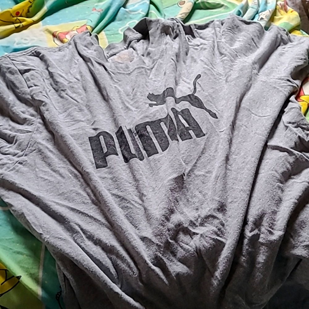 Puma grey gray logo shirt